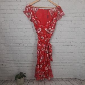 ELIE TAHARIELIE TAHARI PRIMROSE BURNOUT FAUX WRAP DRESS Size 8 (NWT)